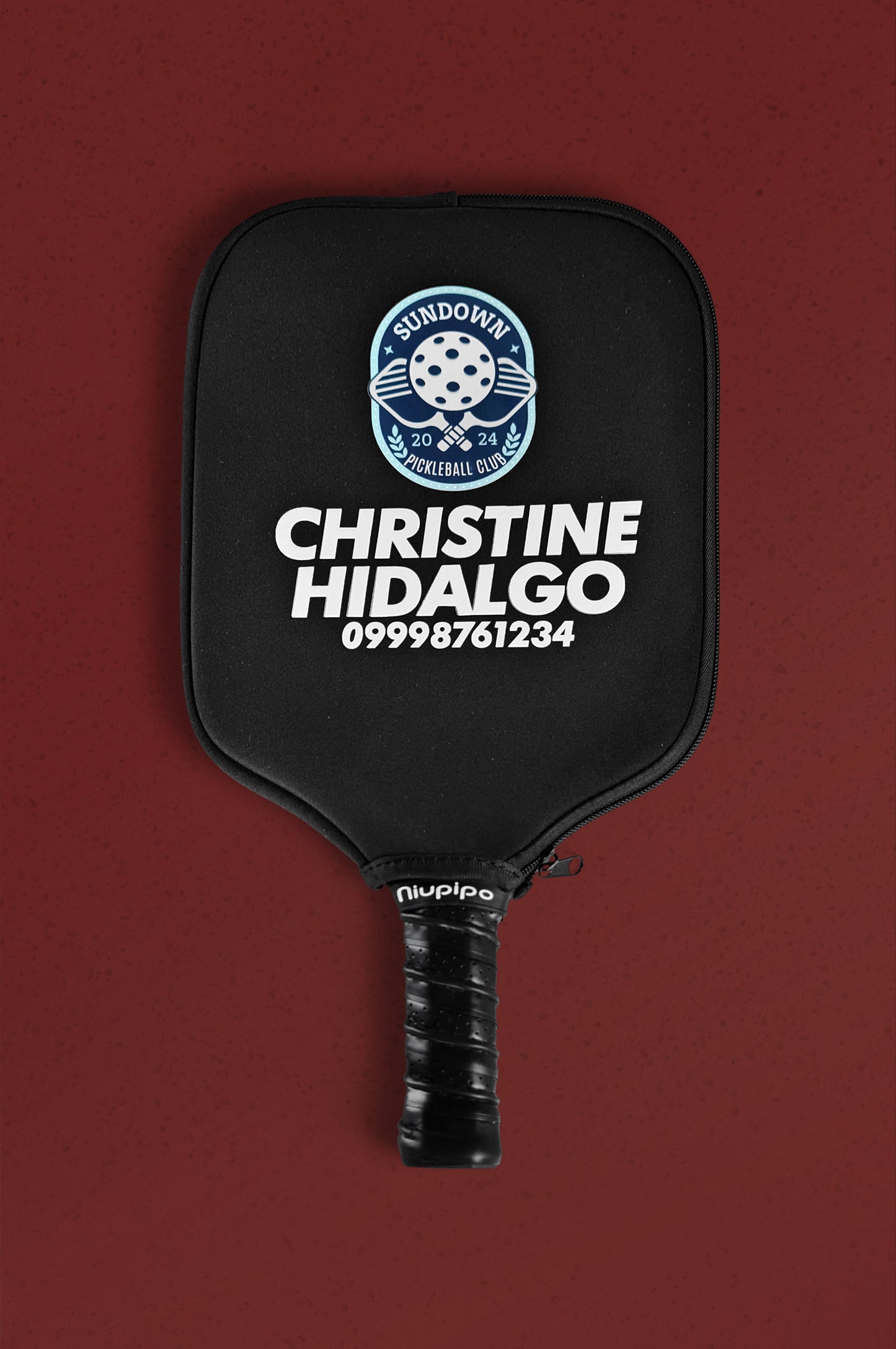 Personalized Pickleball Paddle Cover - Center Print